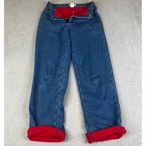 Eddie Bauer Jeans Womens 12T Tall Blue Relaxed Red Flannel Lined Outdoor Cowgirl